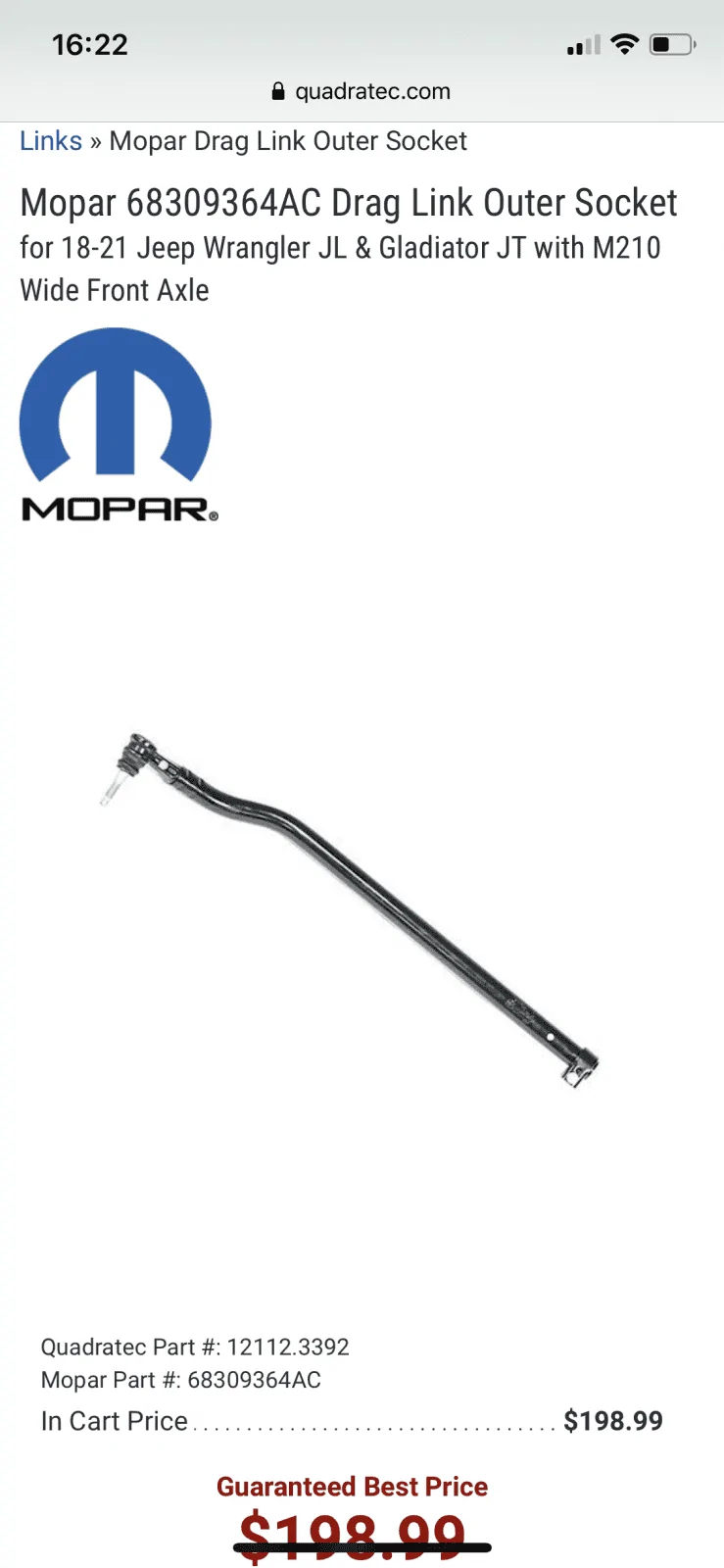 Jeep Wrangler JL New Mopar drag Link EC6FEBBD-6CD2-46BF-AF54-040F4DDBA2A8