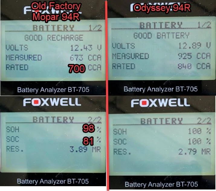 Jeep Wrangler JL 3.6L ESS IBS Information batteryOldvsN