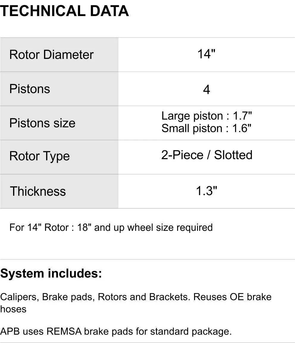 Jeep Wrangler JL FS:  APB (Front) Big Brake Kit. APB TD-14