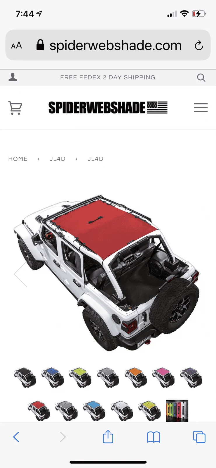 Jeep Wrangler JL NIB Red Spiderwebshade 4D JLU 7BB58F86-E399-47E0-A24D-933919282936