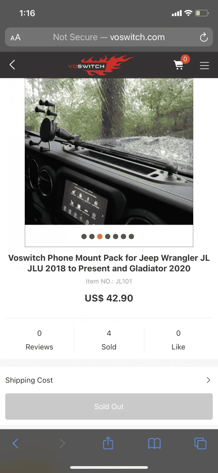 Jeep Wrangler JL Voswitch dashboard phone mount $20 D8A078D4-35F5-4853-A817-AD10582F2CB6