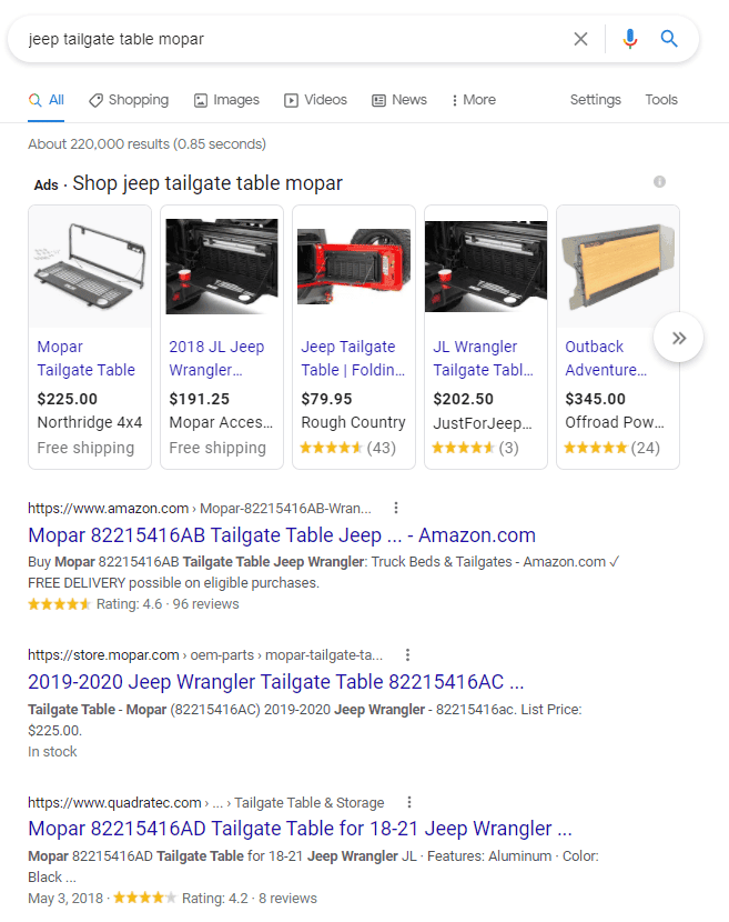 Jeep Wrangler JL Tailgate Table - compare 1618423554521