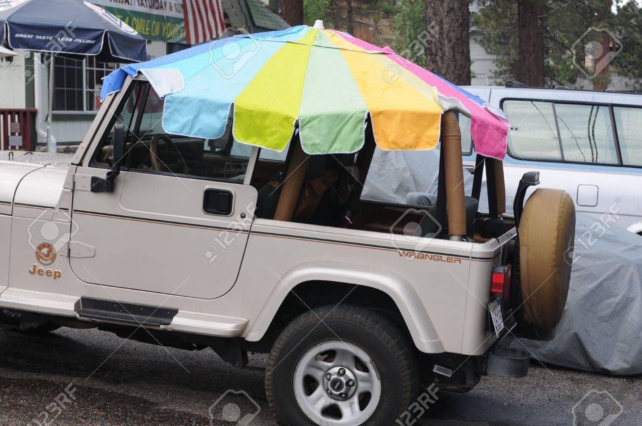 Jeep Wrangler JL Rain / Overnight Cover - Topless 3403817-convertible-jeep-protected-from-rain-with-large-umbrella
