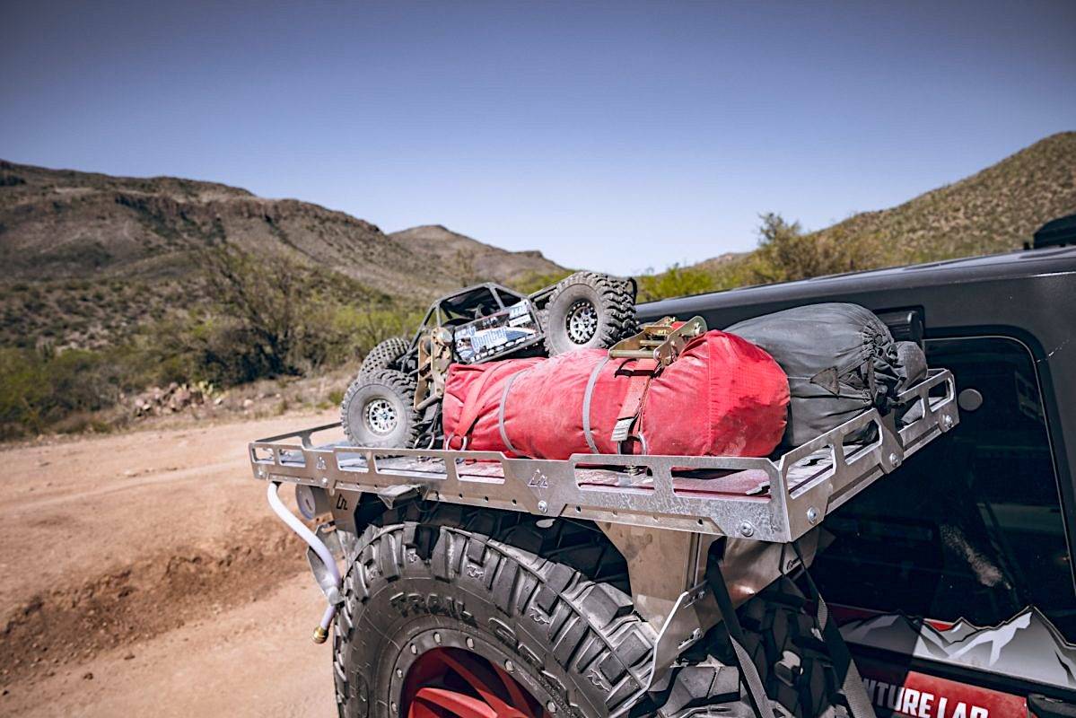 Jeep Wrangler JL Rear tire cargo rack Centerforce-Adventure-Run-2021-08-1199x800