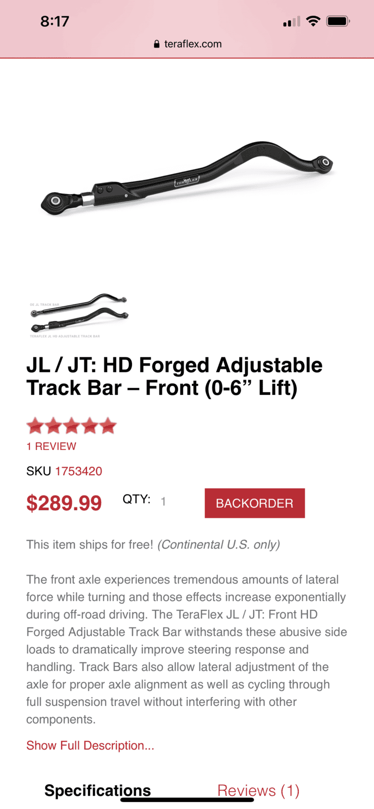 Jeep Wrangler JL Teraflex Adjustable Trackbar IMG_2046.PNG