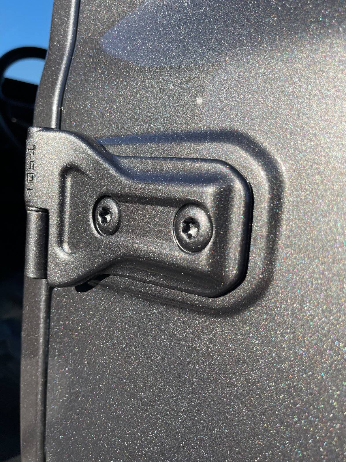 Jeep Wrangler JL Bubbles in Paint at Door Hinges 5E7A6169-D4B8-4E8E-96FF-BD49352DF611