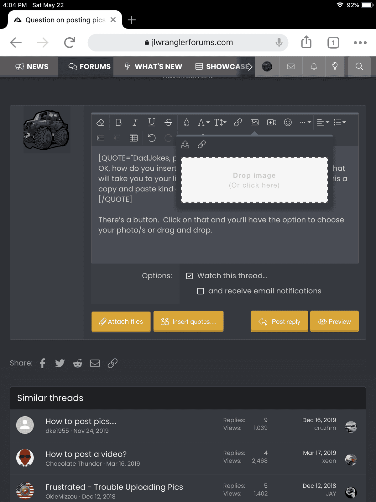 Jeep Wrangler JL Question on posting pics through a post. 94B737F7-9D8B-4391-8157-C1AE83DA4F11