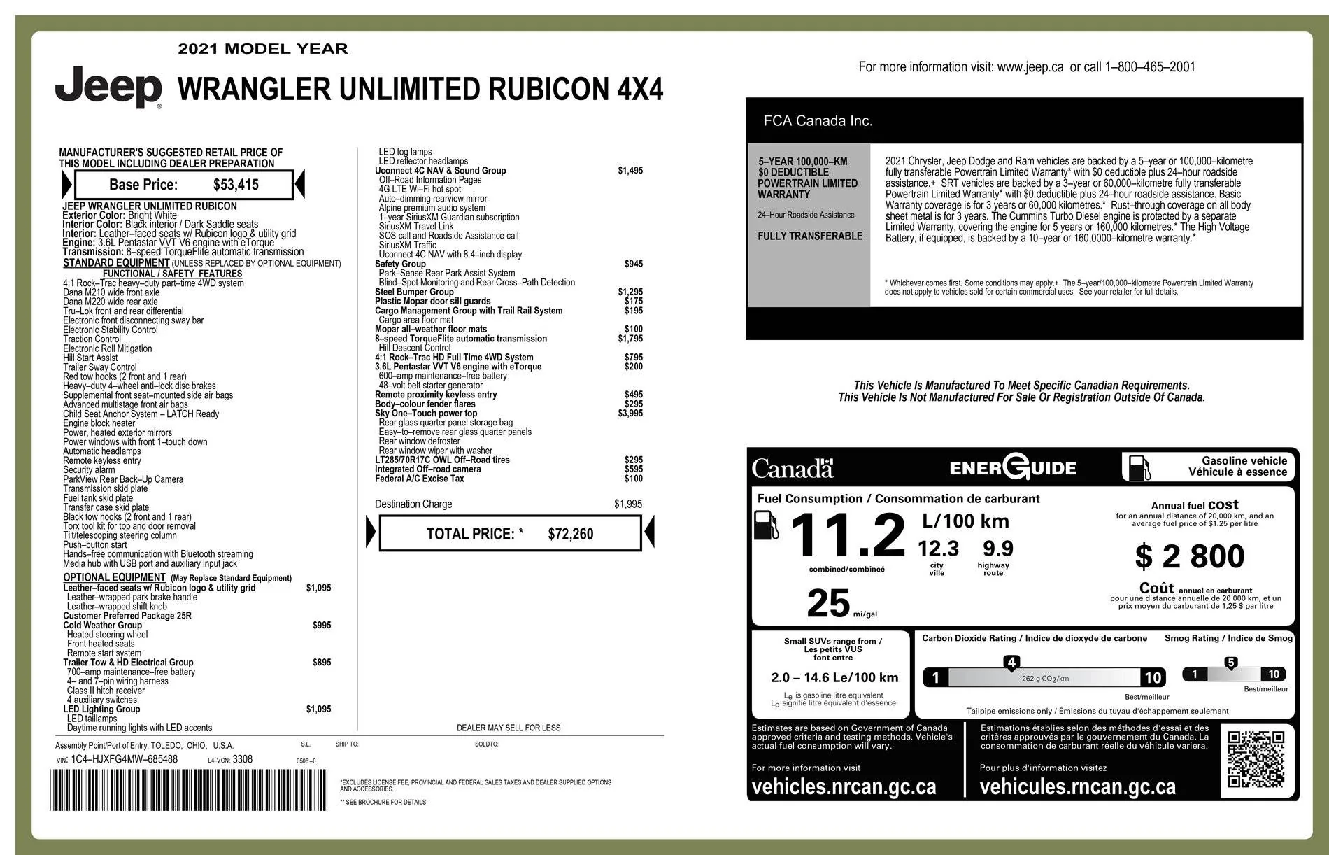 Jeep Wrangler JL Canadian Ordering Experiences WindowStickerJPG