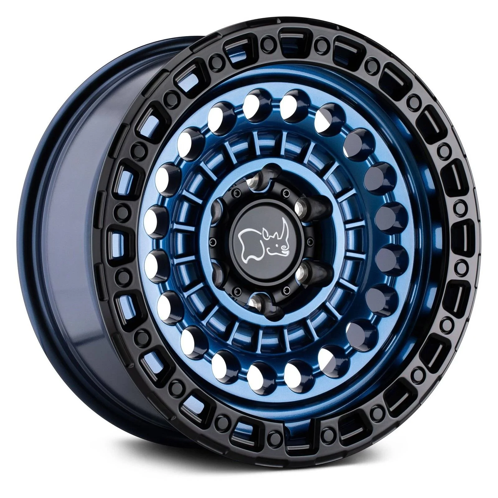 Jeep Wrangler JL Blue accented wheels no-sentinel-6-lug-cobolt-blue-matte-black-lip-edg