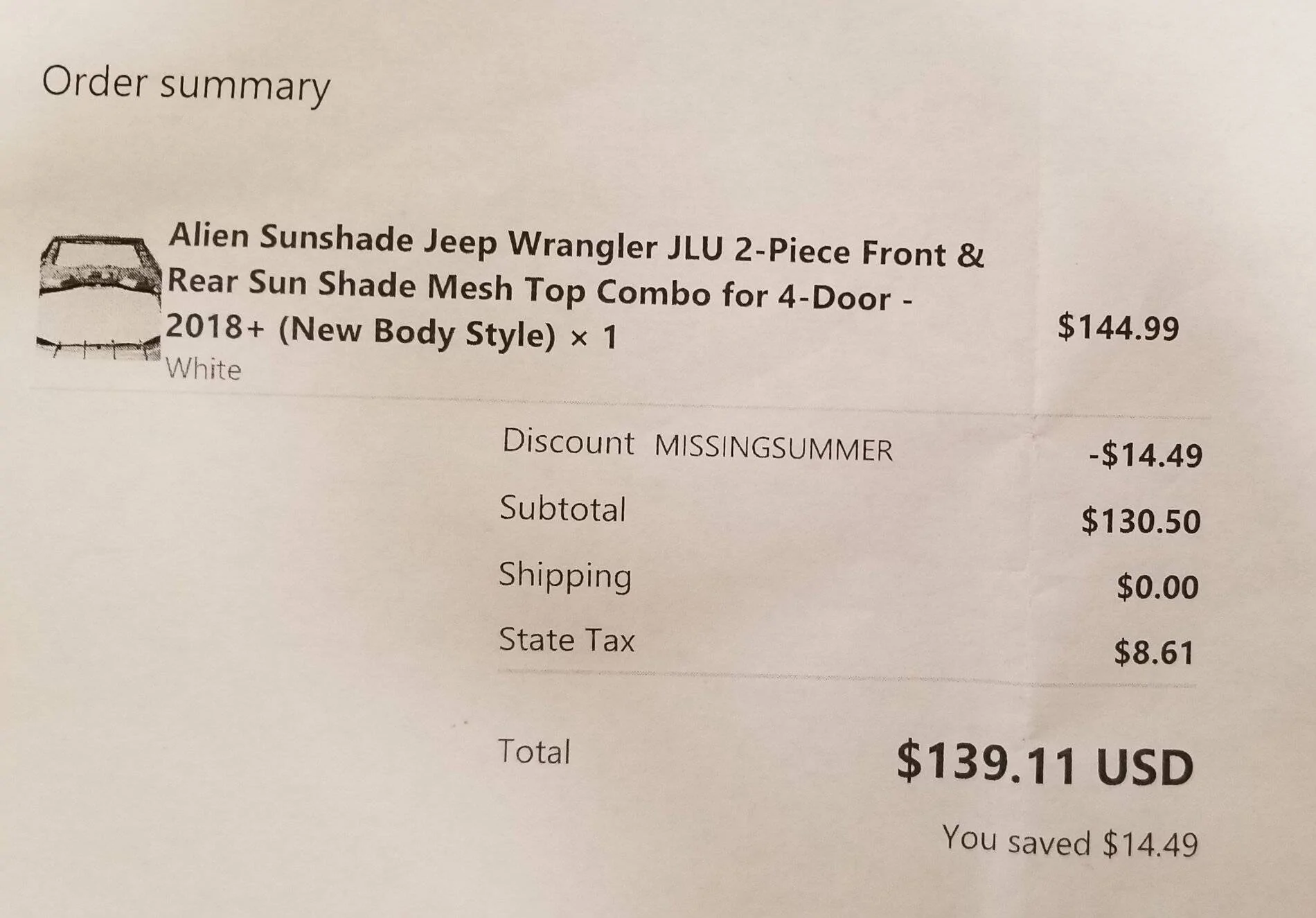 Jeep Wrangler JL White alien sunshade 20210607_171259