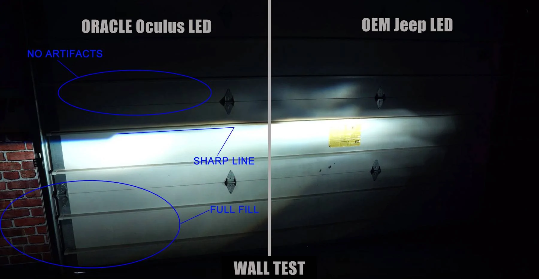 Jeep Wrangler JL Oracle Oculus 9" -- beam pattern shots? oculus_wall_test_3