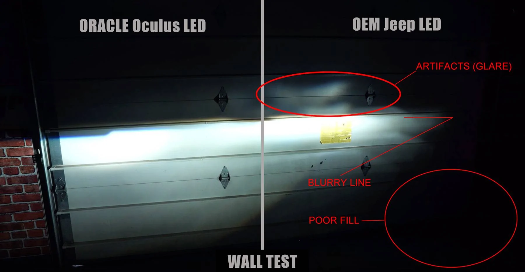 Jeep Wrangler JL Oracle Oculus 9" -- beam pattern shots? oculus_wall_test_2