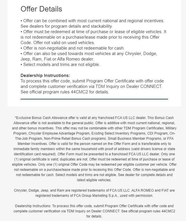 Jeep Wrangler JL Bonus cash program eligibility help needed offer-details