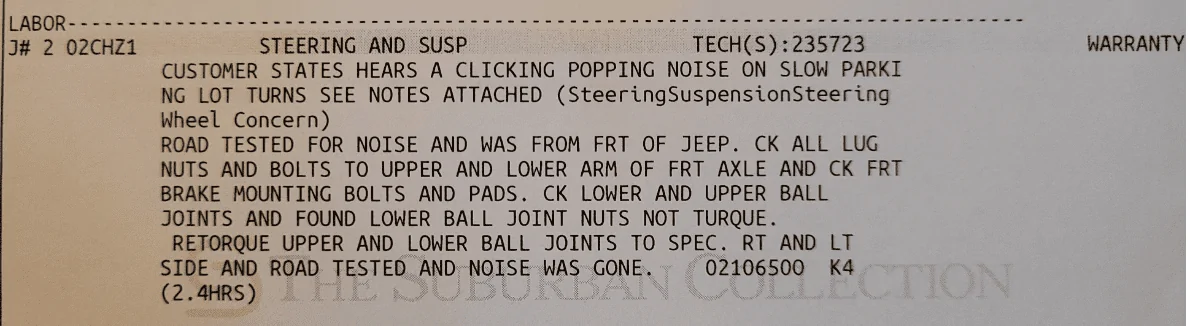 Jeep Wrangler JL Clicking sound when turning Captur