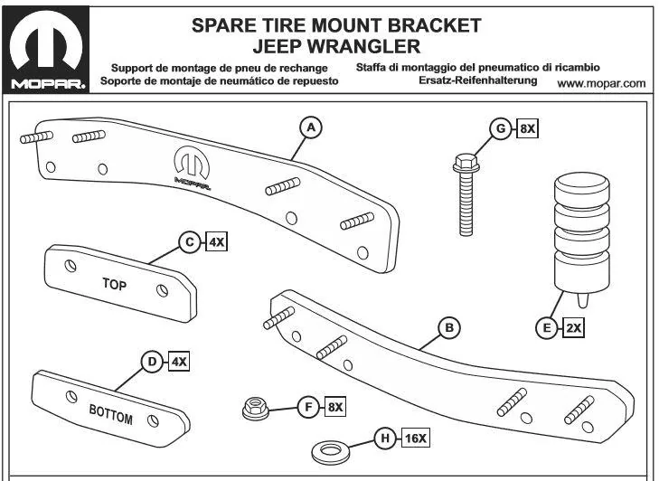 Jeep Wrangler JL Spare Tire Relocation Brackets MoparBrackets