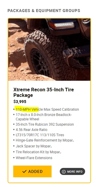 Jeep Wrangler JL 392 Max speed 392