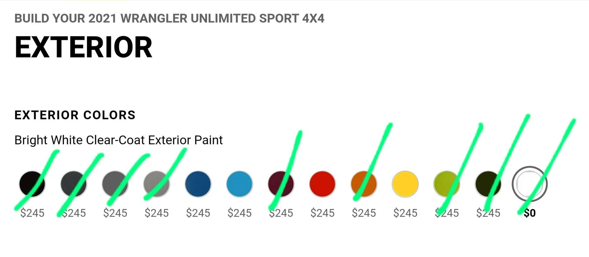 Jeep Wrangler JL Exterior Color Selection 20210903_200322