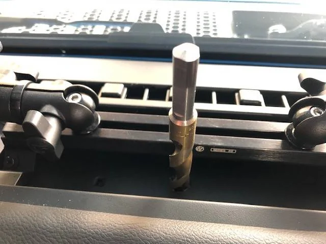 Jeep Wrangler JL Installing Accessory Power Cord to Dash Rail Hand Turn Drill