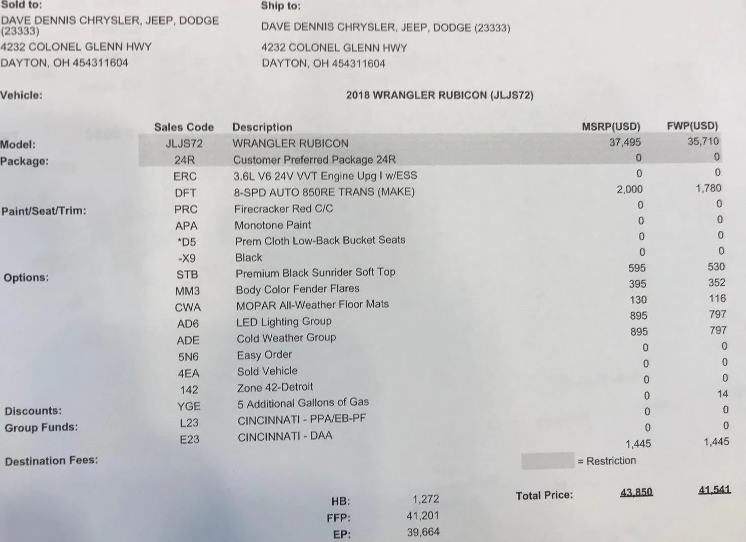 Jeep Wrangler JL 2 DOOR JL build/order discussions master thread Redacted Build Sheet