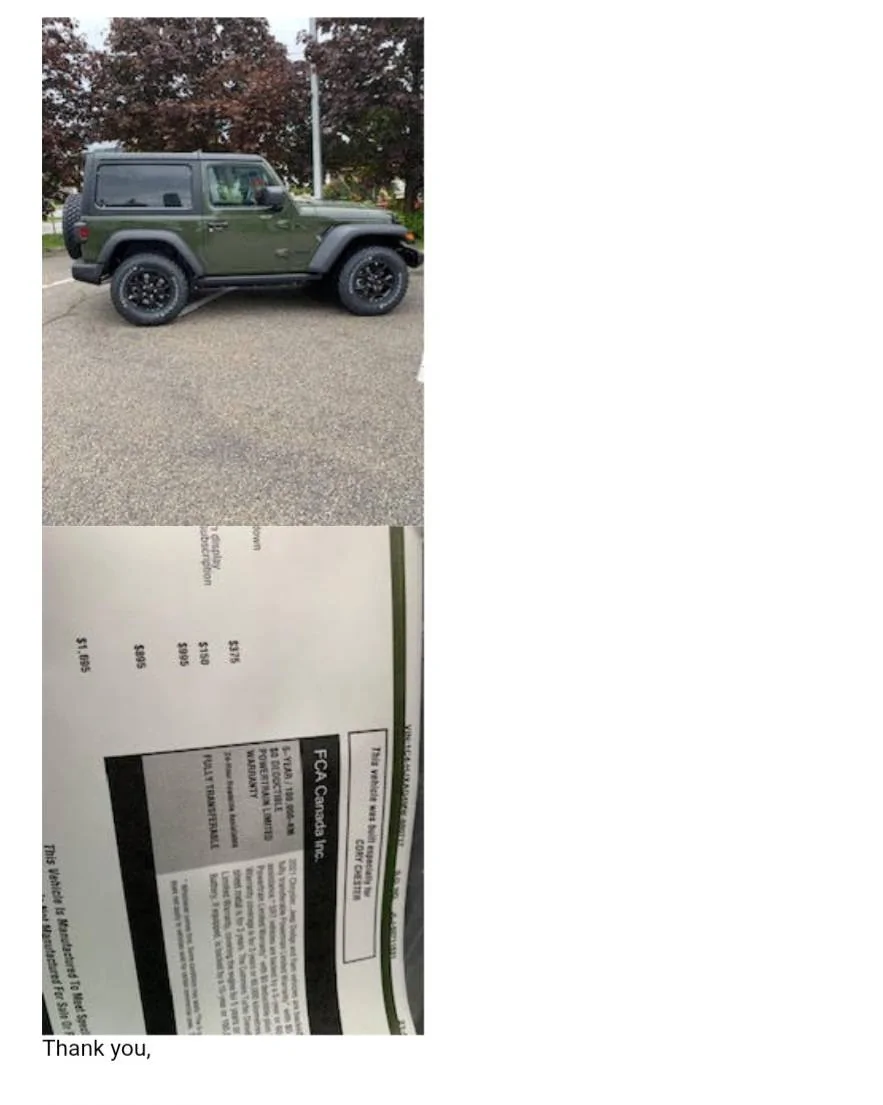 Jeep Wrangler JL Average Delivery time in Canada Screenshot_20211021-101853_Yahoo Mail