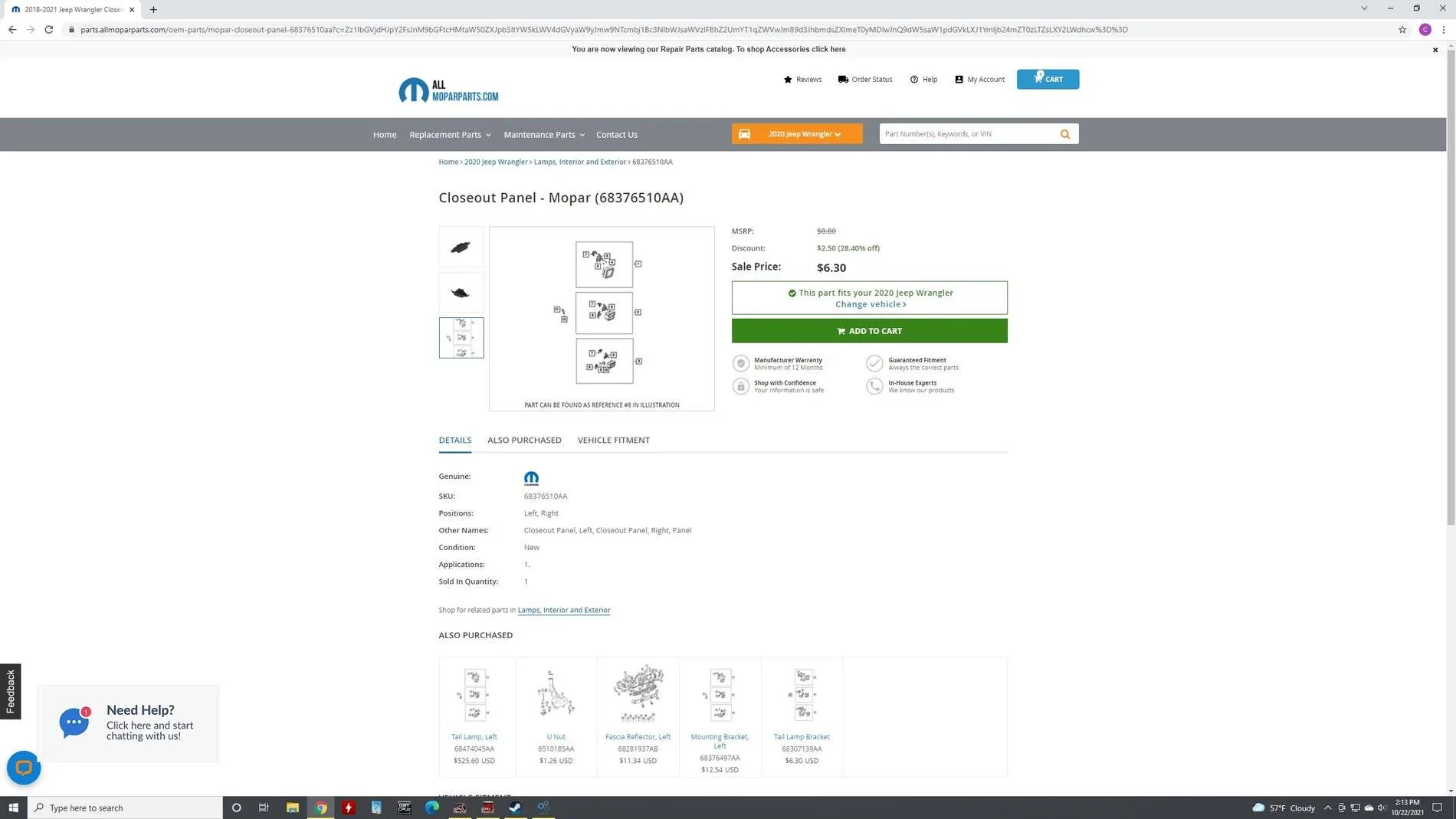 Jeep Wrangler JL How Can We Help? Closeout Panel screenshot