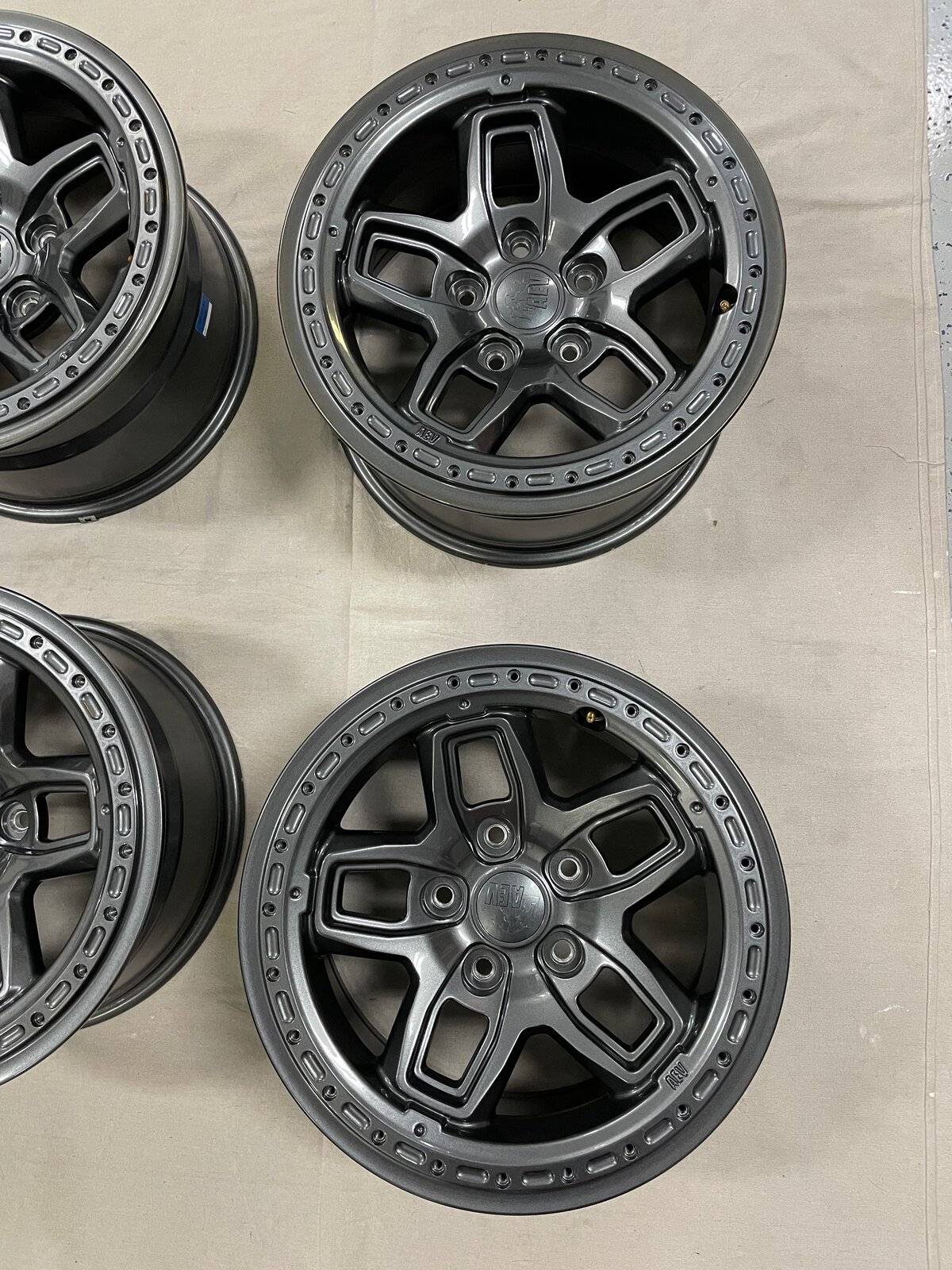 Jeep Wrangler JL (5) Five AEV Borah Wheels - Onyx with Silver Protection Rings Borah 4