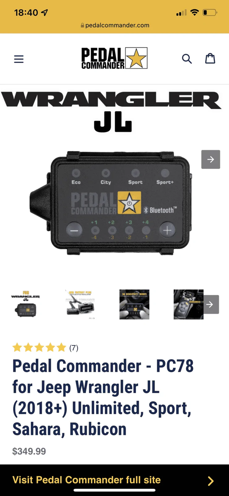 Jeep Wrangler JL Pedal  Commander PC78 932AC096-FE77-44D5-BC45-098E562C0D83