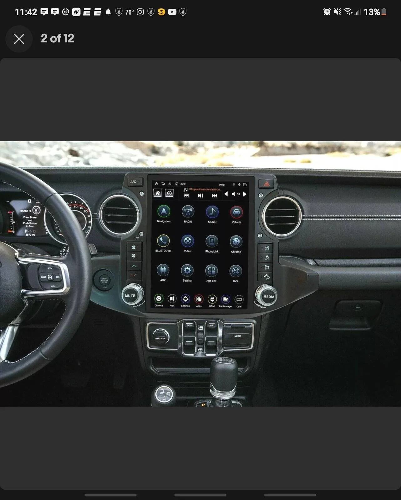 Jeep Wrangler JL Tesla style dash display Screenshot_20211121-114252_eBay