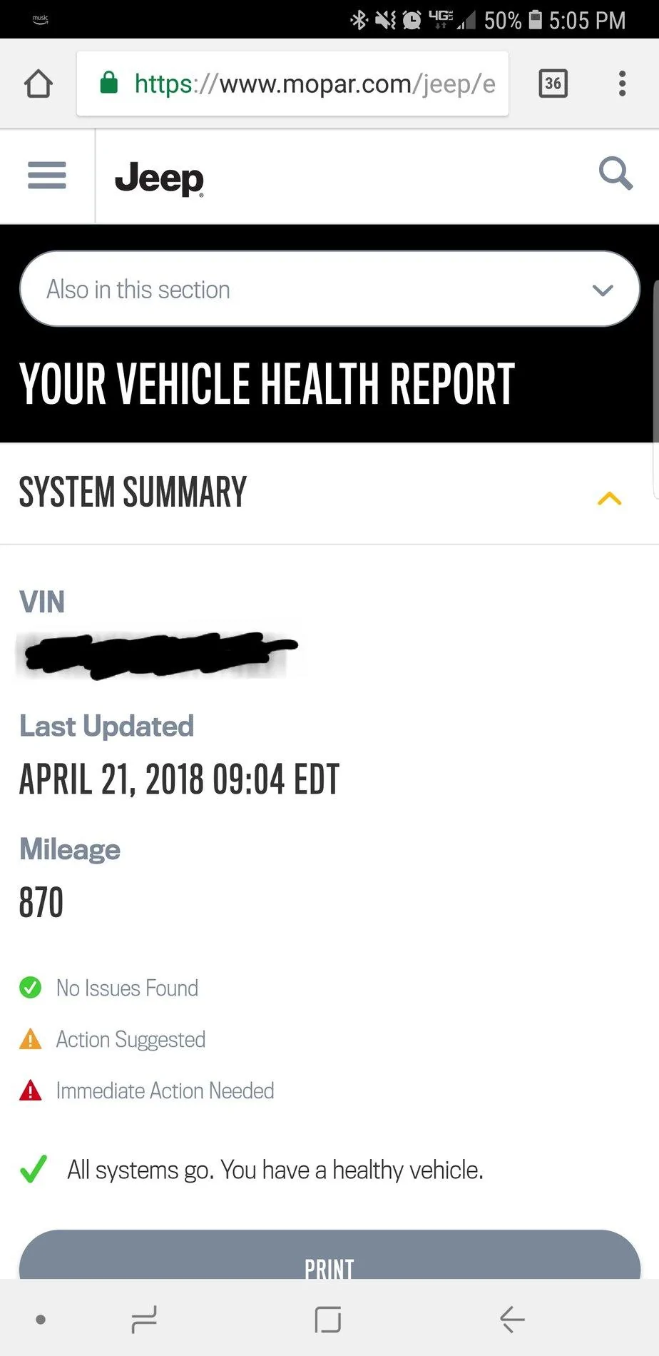 Jeep Wrangler JL Unconnect/Mopar vehicle health not updating 20180613_170804