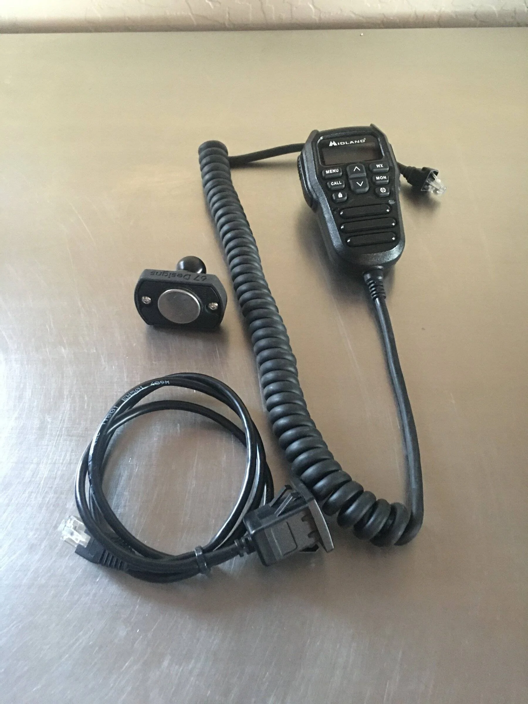 Jeep Wrangler JL Midland MicroMobile MXT275--Complete System Microphone, extension cable, 67 Designs Magnetic Mic bas