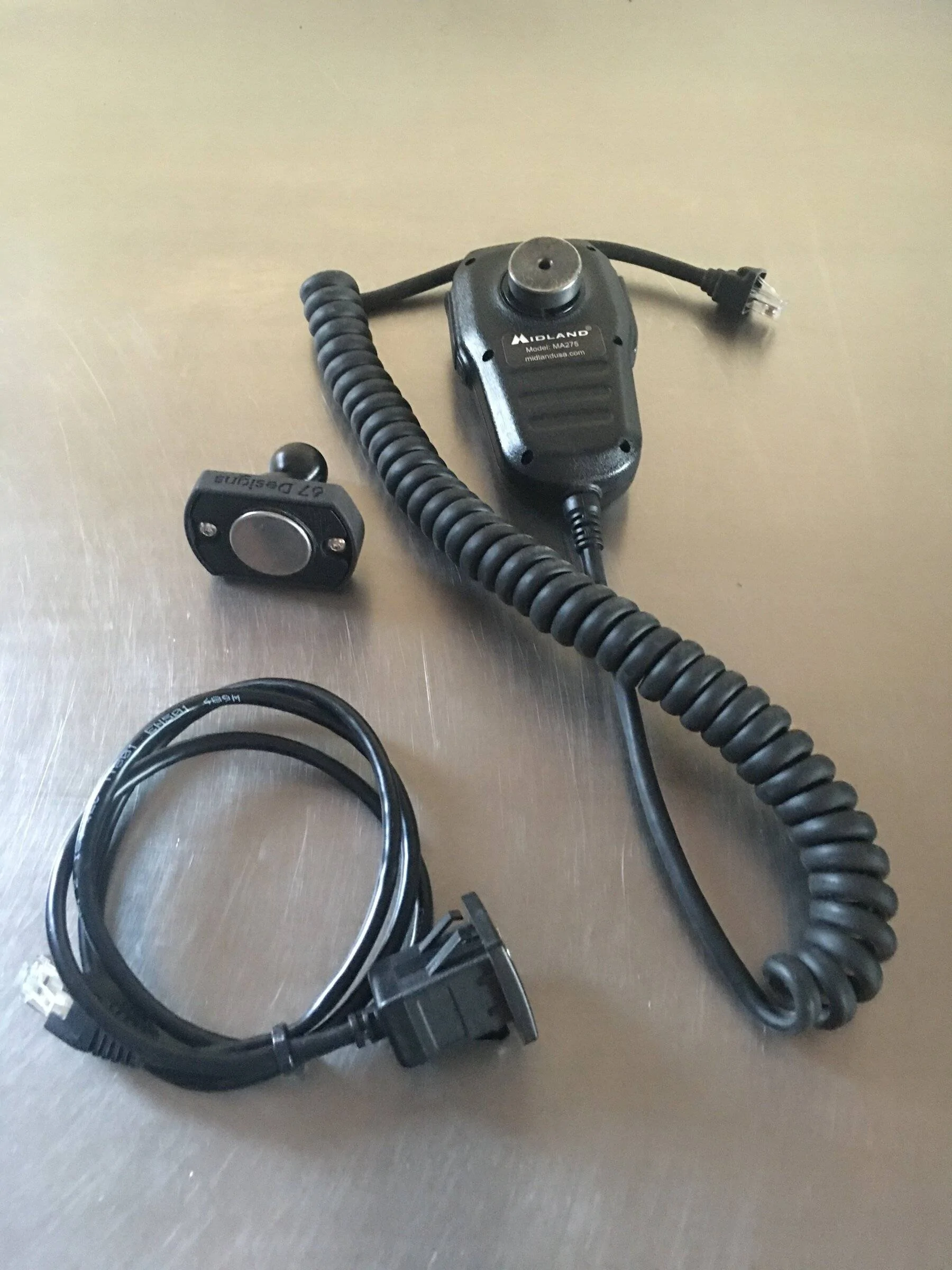 Jeep Wrangler JL Midland MicroMobile MXT275--Complete System Microphone back, Extension cable, 67 Designs Magnetic Mic bas