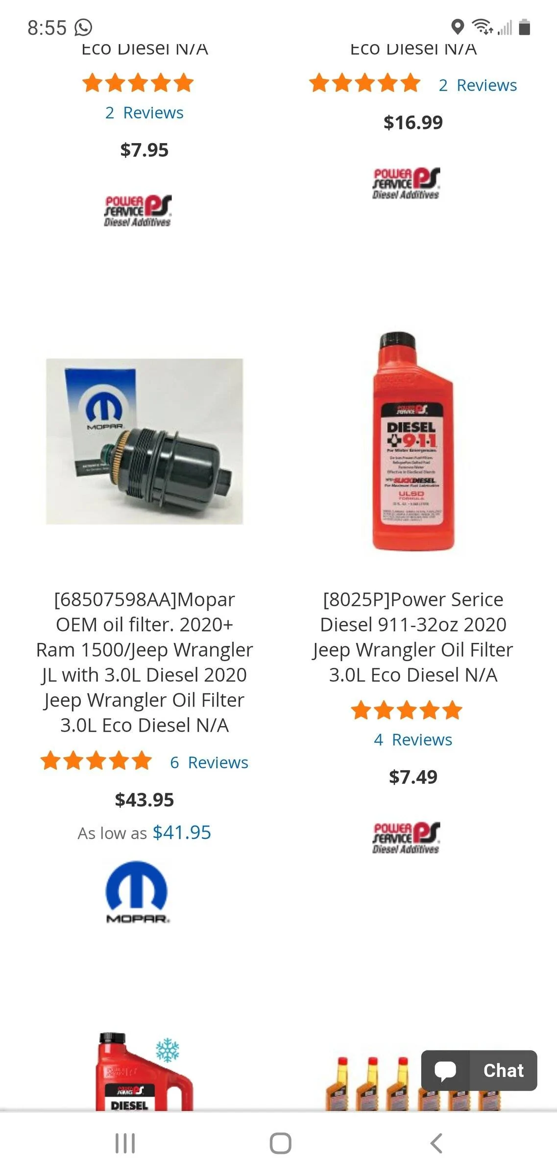 Jeep Wrangler JL MOPAR oil filter vs knockoff Screenshot_20211229-085500_Chrom
