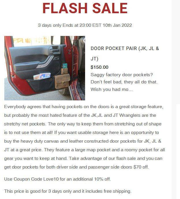 Jeep Wrangler JL Door nets recommendations? DoorPocketsFlashSale
