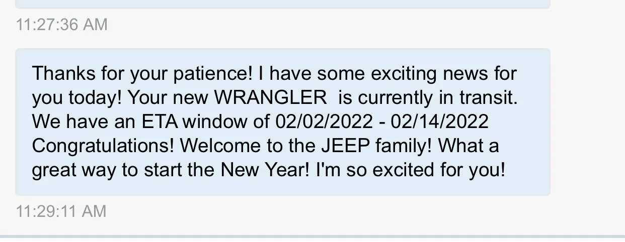 Jeep Wrangler JL 22 wrangler order date, vin and actual deliveries. B9DA192E-B90B-48EF-9F0A-3DC07AF0B5DB