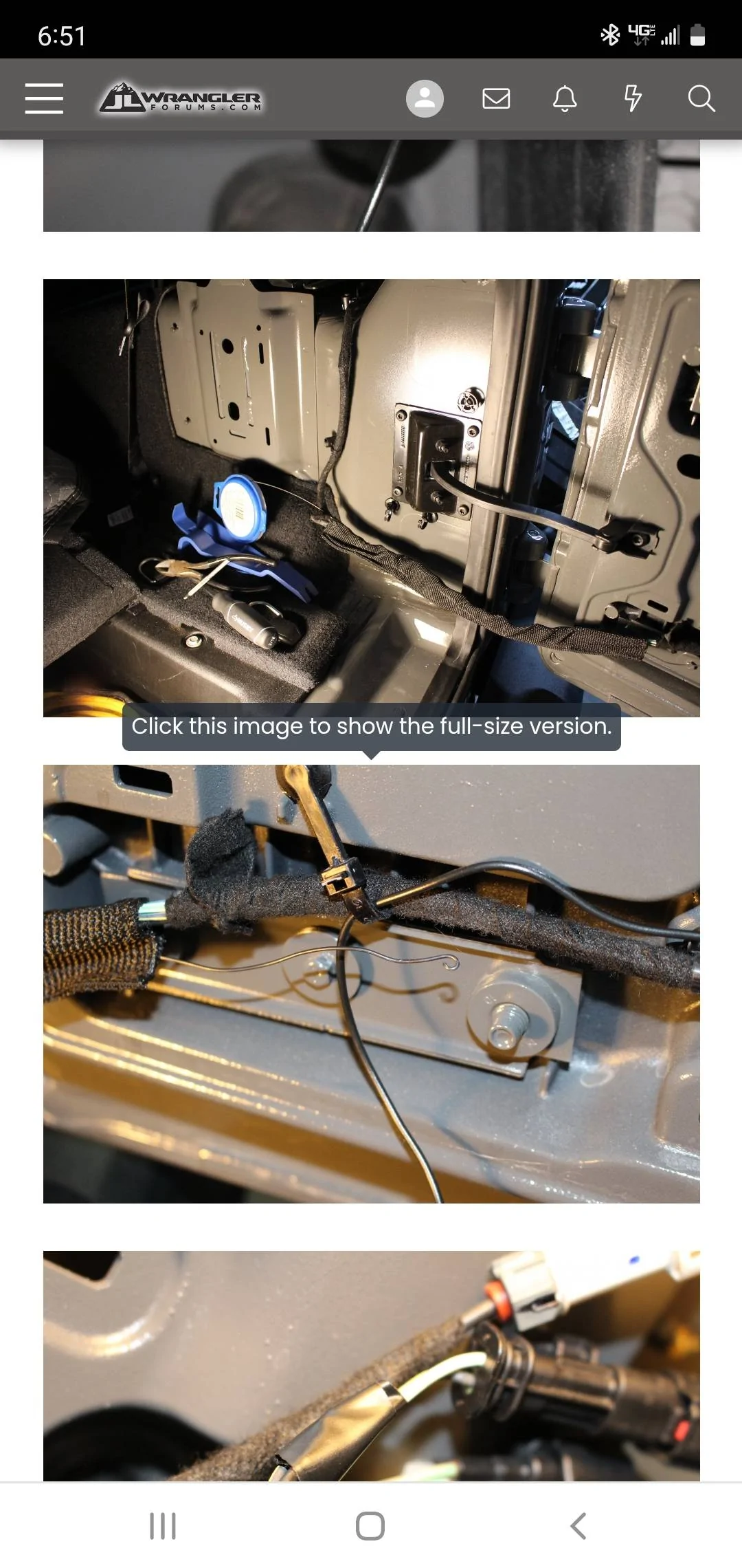 Jeep Wrangler JL Running new wires into tailgate bundle Screenshot_20220209-185156_Adblock Browser