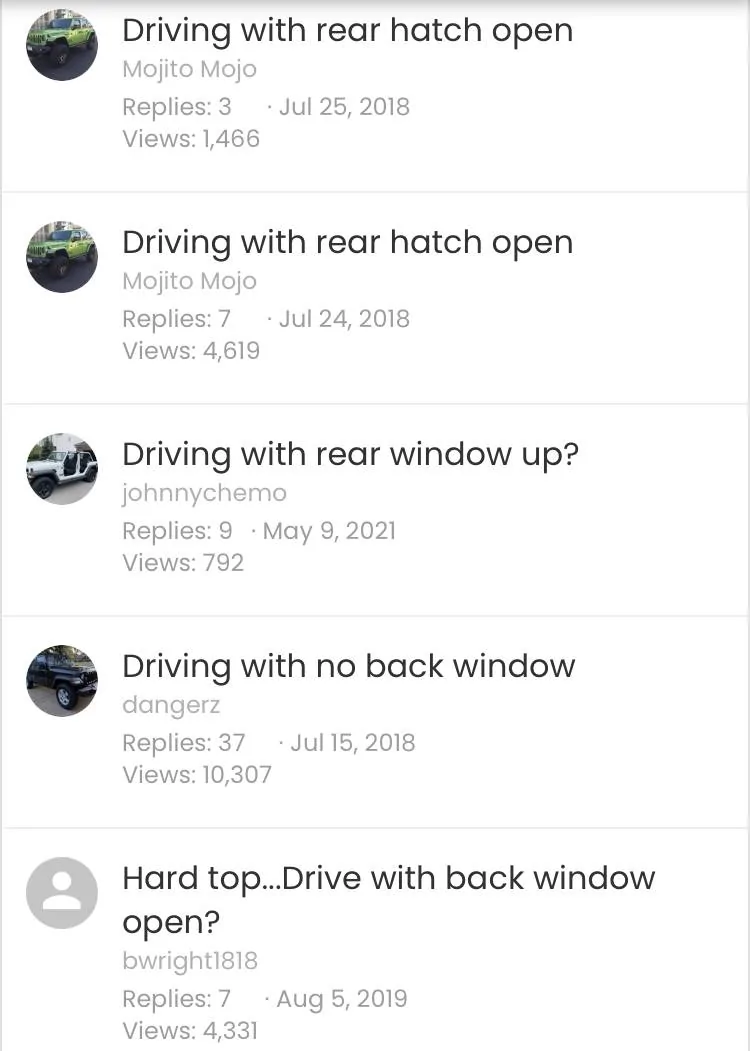 Jeep Wrangler JL driving with rear window open D0A3E208-15C5-4757-A51E-2B7B7394A32B