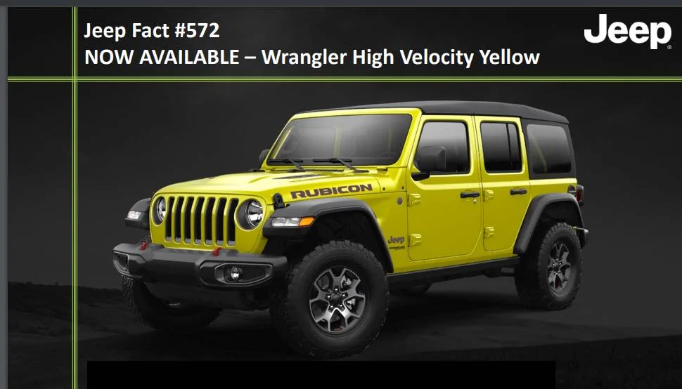 Jeep Wrangler JL Is High Velocity Yellow ...... Jeep Rubi High Velocity