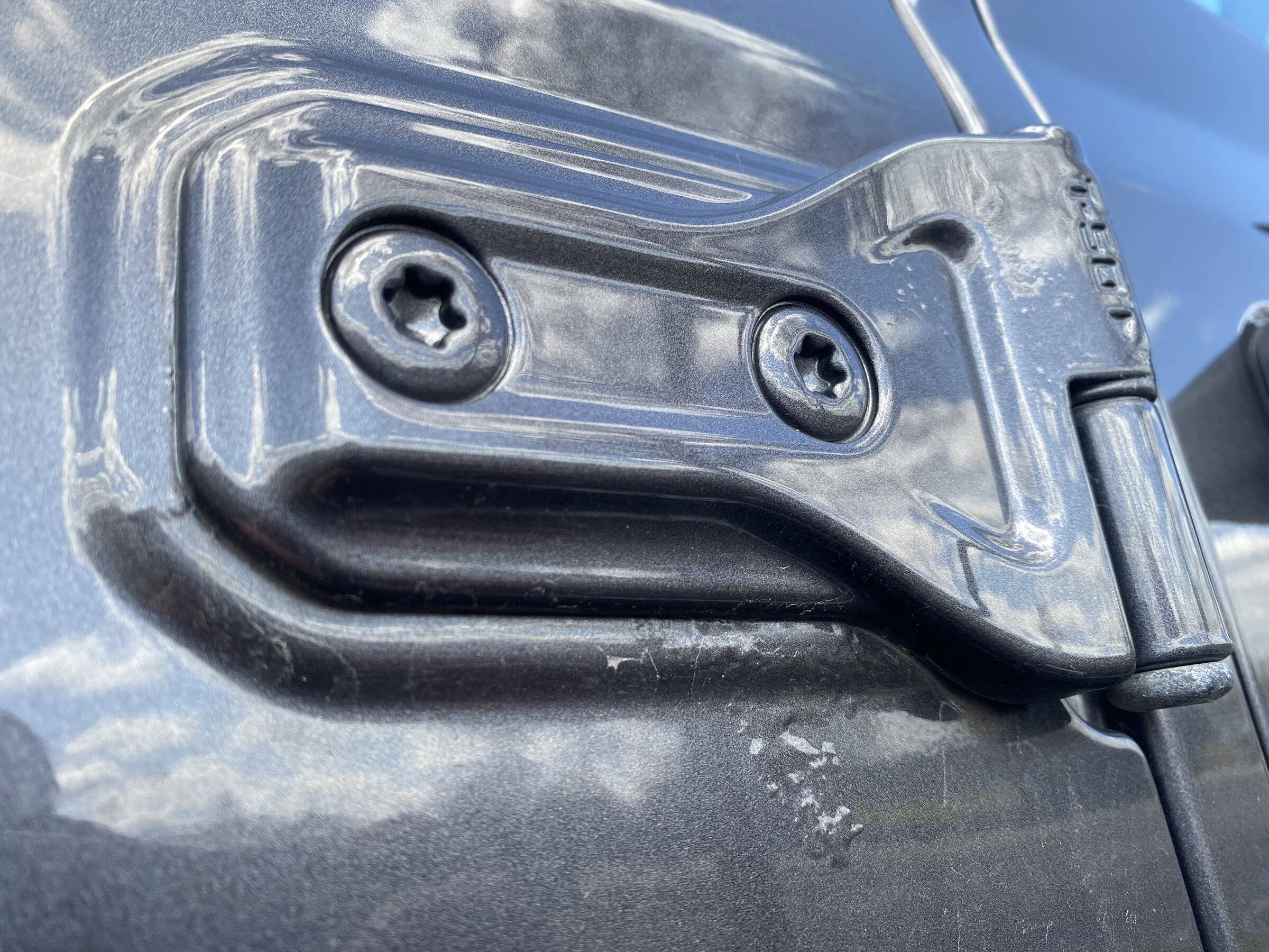 Jeep Wrangler JL Bubbles in Paint at Door Hinges 9998311C-7C47-4B2E-9575-7E8C7C898F52