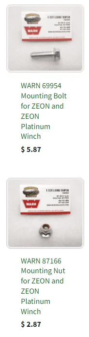 Jeep Wrangler JL Warn Zeon 10s Installation Hardware 1648814407243