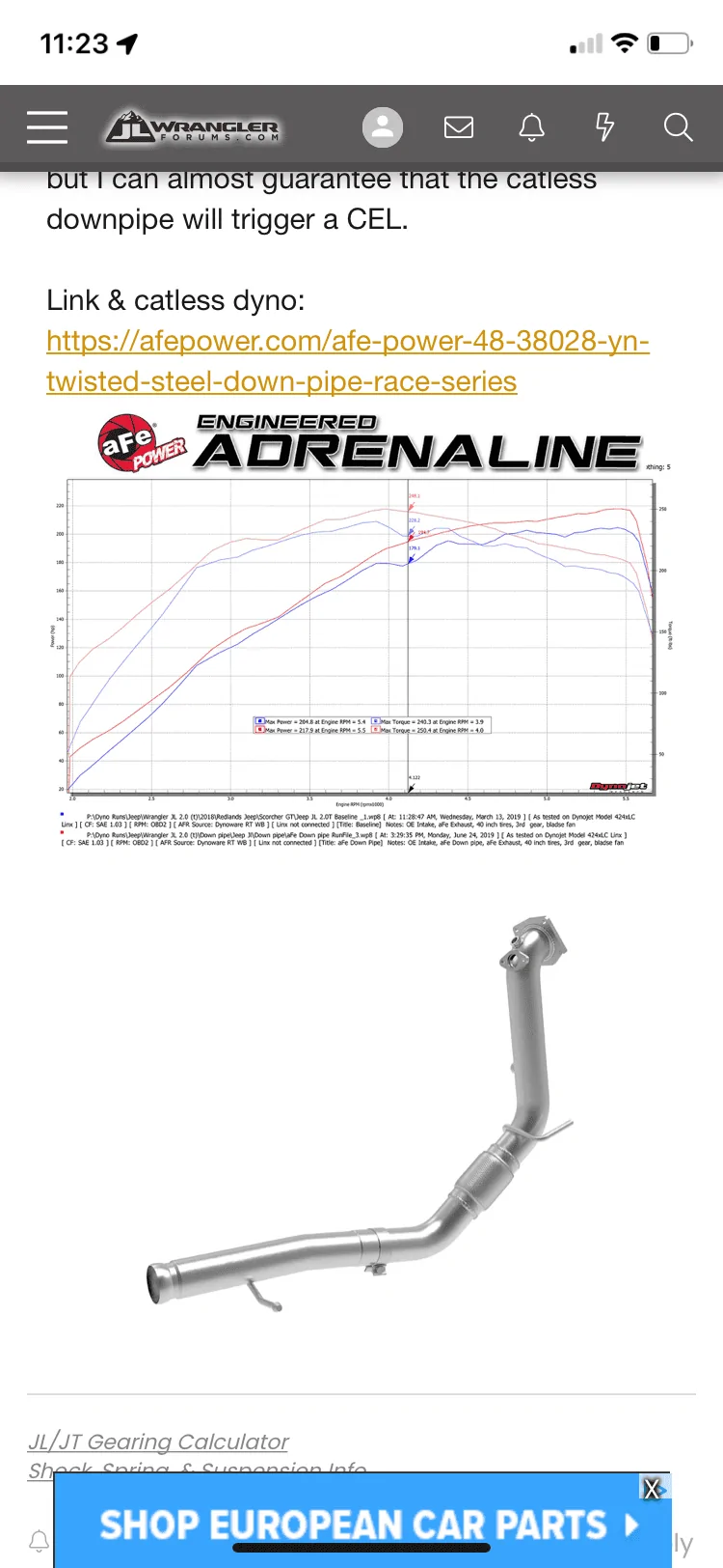 Jeep Wrangler JL Turbo AFE downpipe C305681D-8FB7-42DD-BB30-12297190D2FE