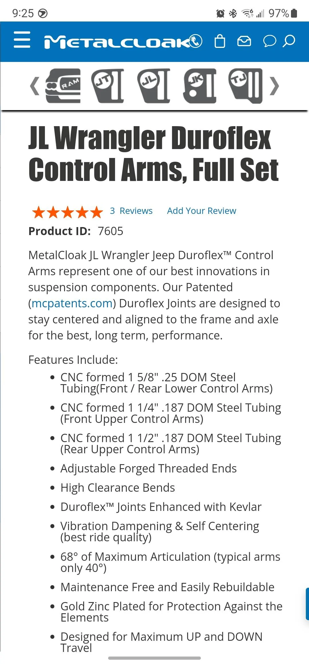Jeep Wrangler JL MC Control Arms & Steering Stablizer Screenshot_20220410-092546_Samsung Internet
