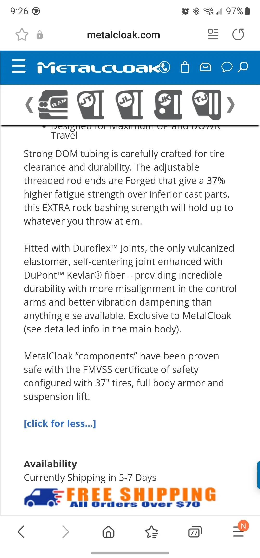 Jeep Wrangler JL MC Control Arms & Steering Stablizer Screenshot_20220410-092610_Samsung Internet