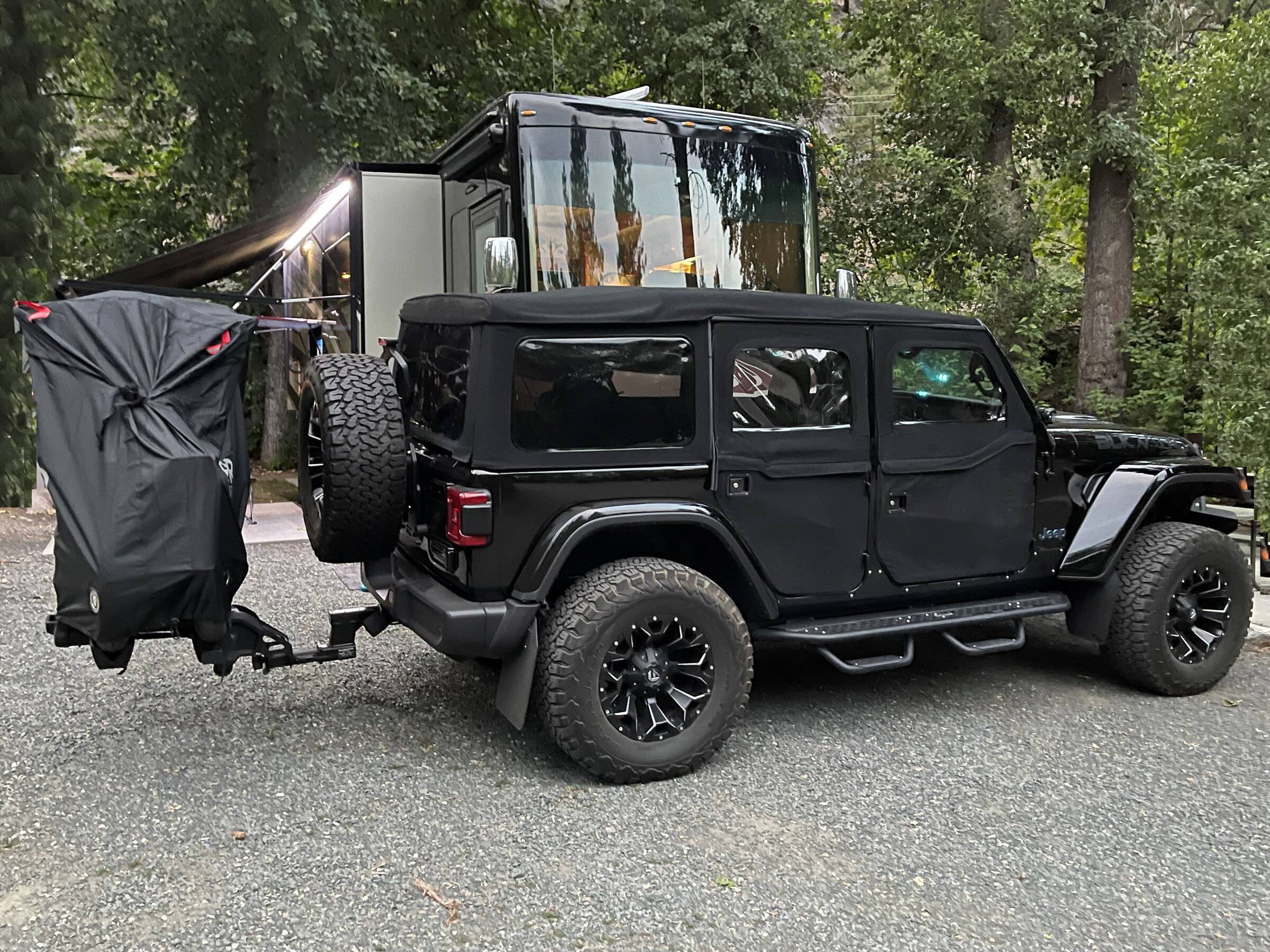 Jeep Wrangler JL Lightsout 4xe Build covered with bike