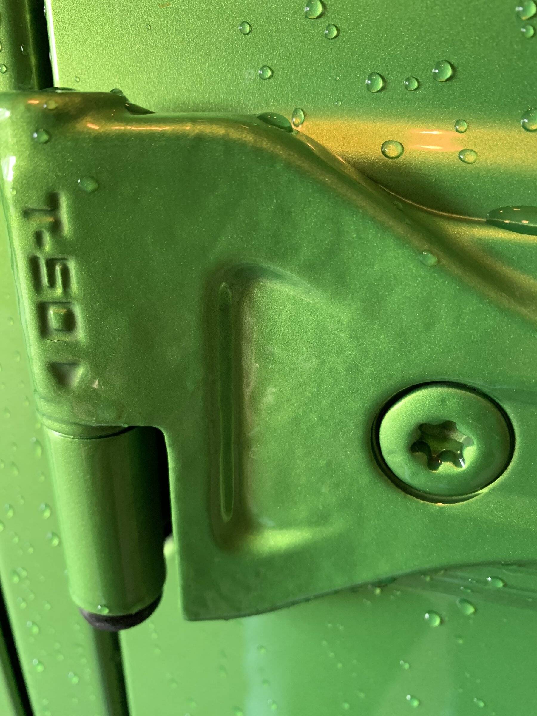 Jeep Wrangler JL Bubbles in Paint at Door Hinges 779BB069-CC82-4FEB-A2D3-FFB56D387125