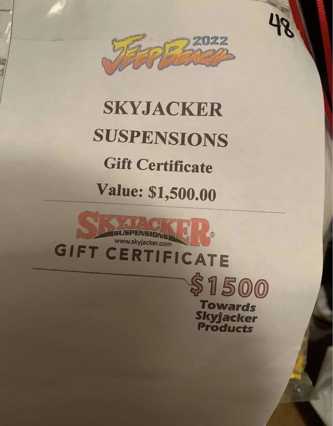 Jeep Wrangler JL Skyjacker gift certificate E1BAD472-72B3-4F4D-B5CE-EB9A8B7D9E13