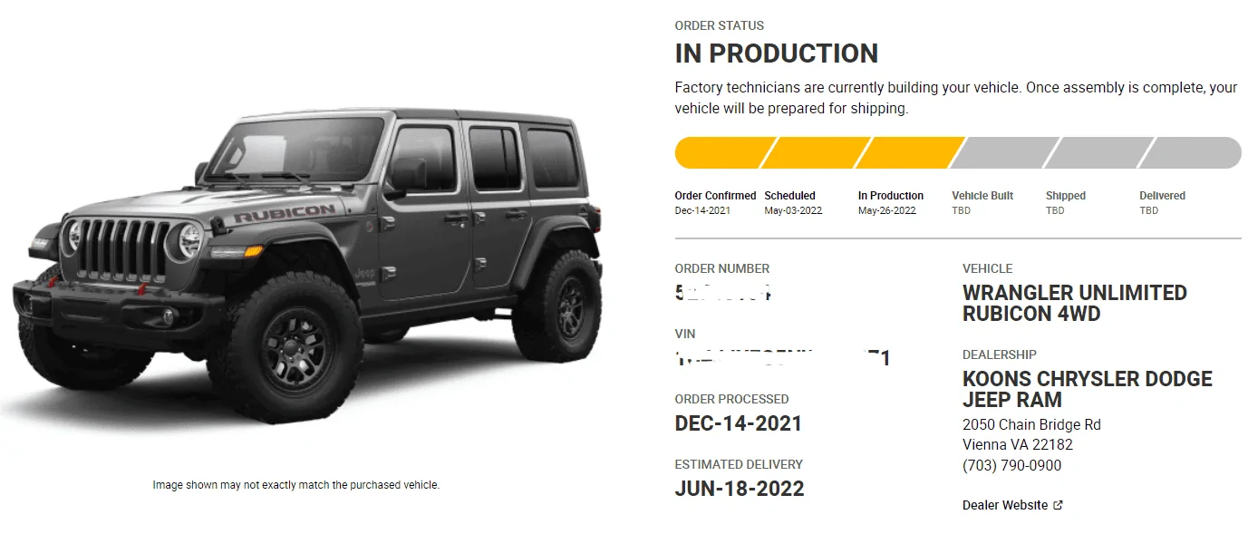 Jeep Wrangler JL Koons Roll Call and updates 2022 orders 1654098573369