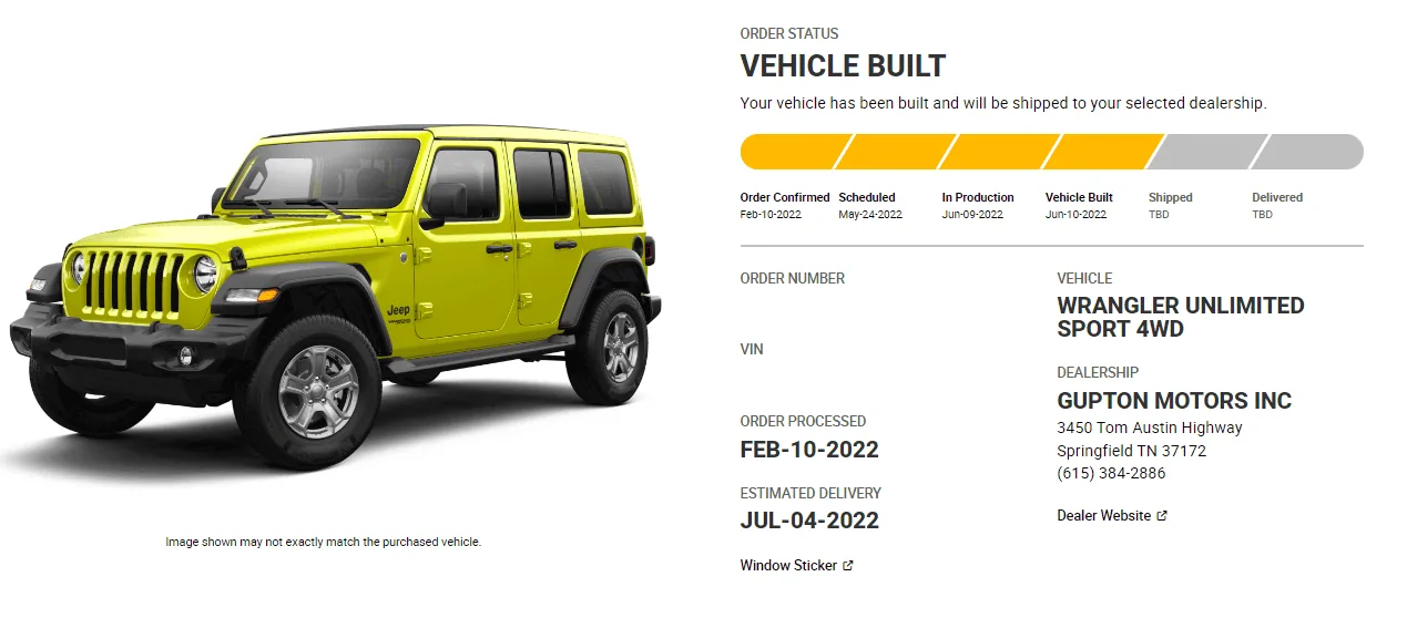 Jeep Wrangler JL Gupton roll call and updates on 2022 orders. 1655820012803