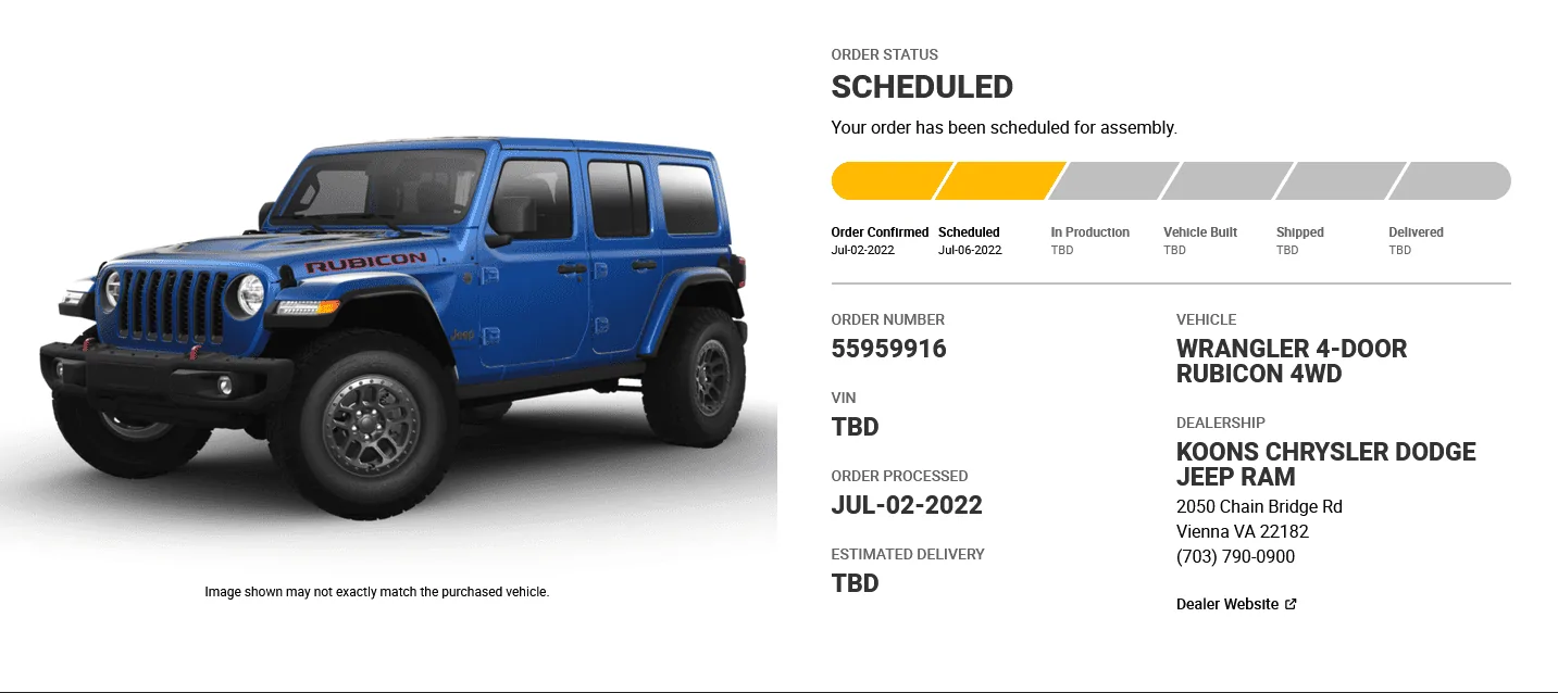 Jeep Wrangler JL 2023 Orders - Check in here Screenshot 2022-07-07 at 15-21-50 Jeep® Vehicle Order Tracking