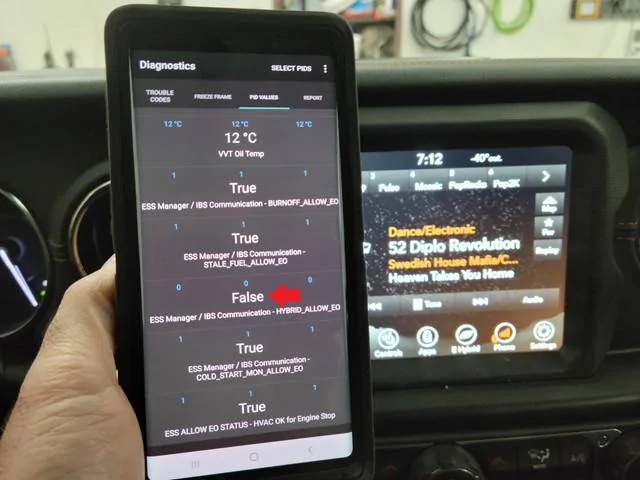 Jeep Wrangler JL Ambient Temperature DOES lock out electric only mode. Ambient Temperature sensor testing 40c-picture-marked