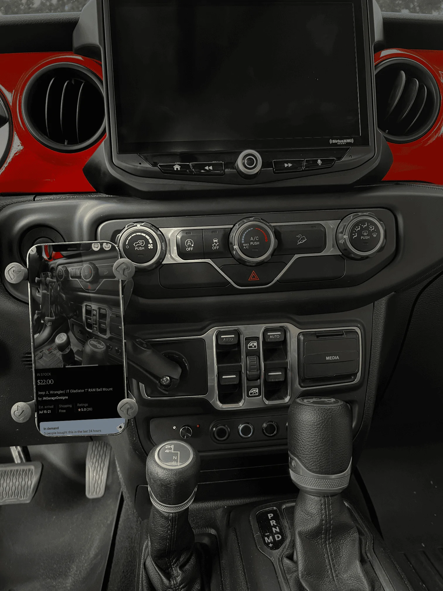 Jeep Wrangler JL 3D Printed RAM mount RamFrontAd